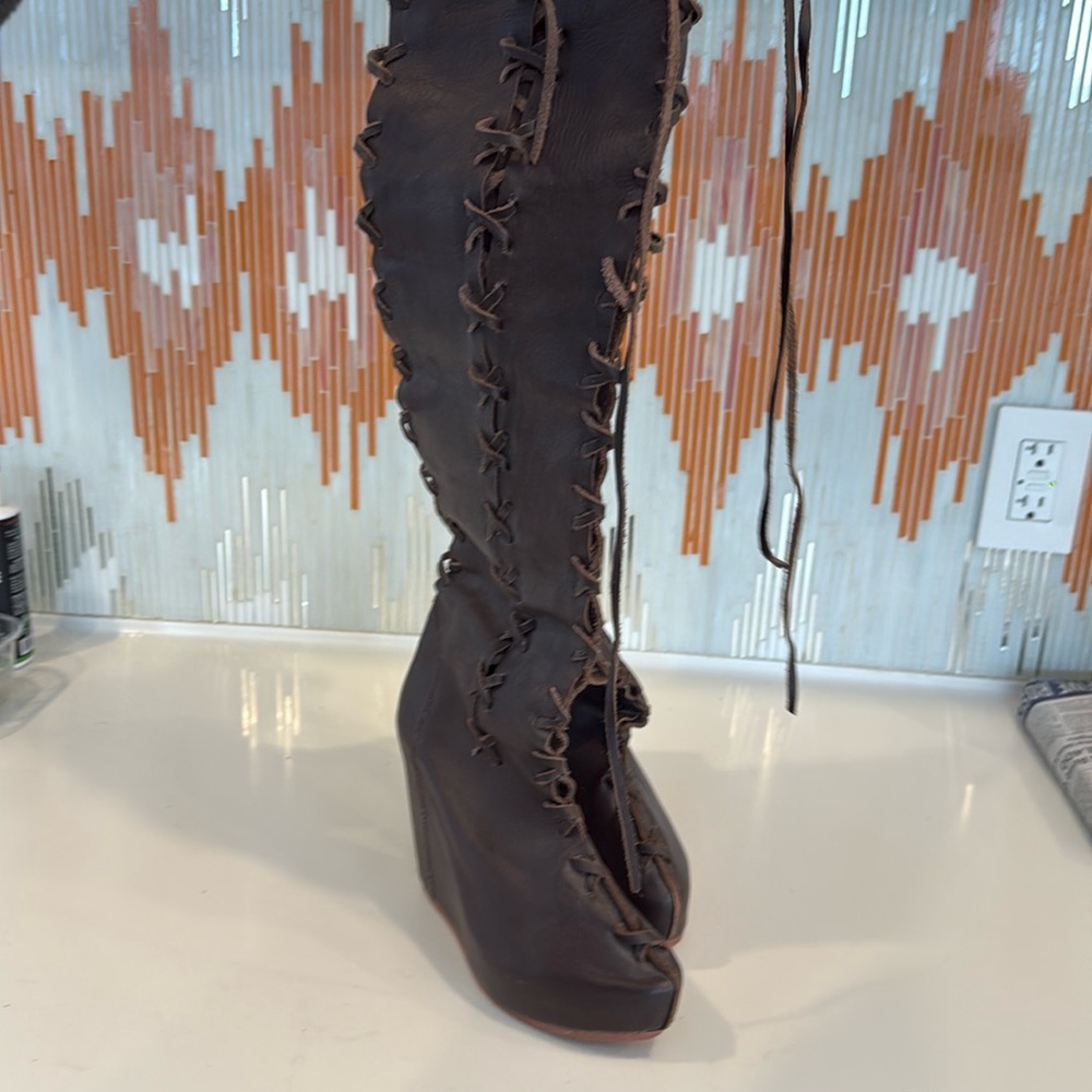 Pair of Thigh High Brown Gipsy Dharma Brown Boots Size 40